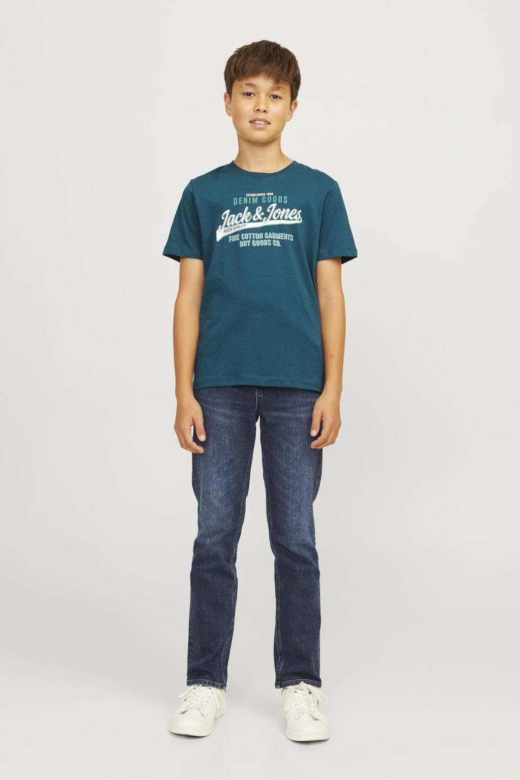 JACK & JONES JUNIOR T-shirt JJELOGO met logo petrol