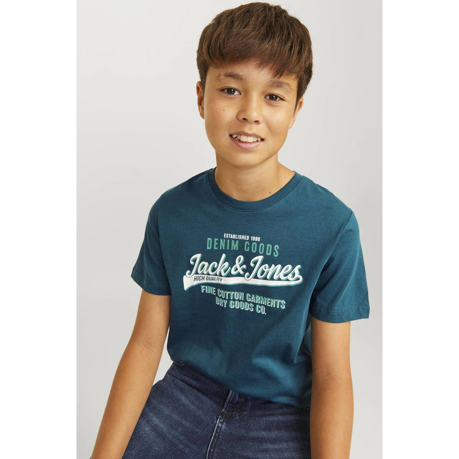 JACK & JONES JUNIOR T-shirt JJELOGO met logo petrol
