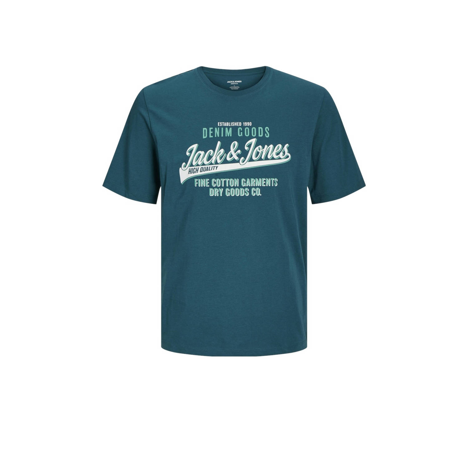 Jack & jones JUNIOR T-shirt JJELOGO met logo petrol Blauw Jongens Katoen Ronde hals 128