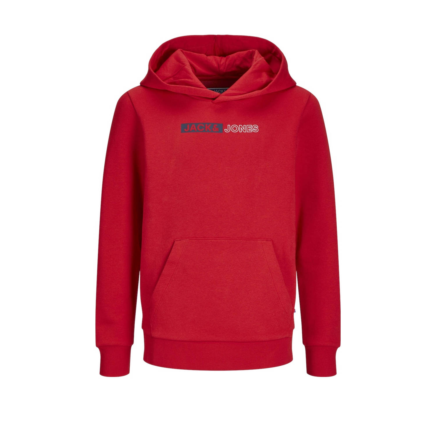 Jack & jones JUNIOR hoodie JJEPLAYER met logo felrood Sweater Logo 128