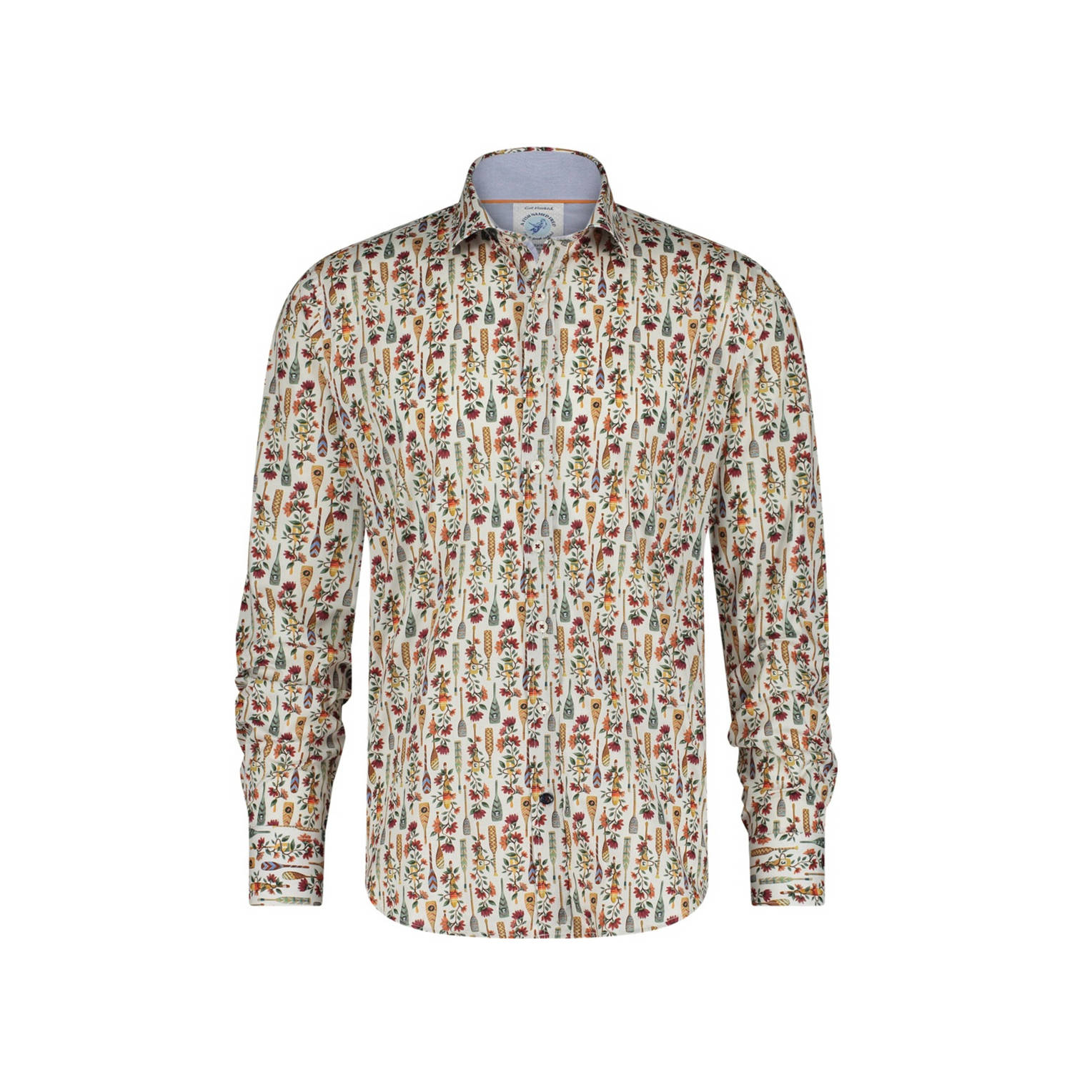 A fish named Fred regular fit overhemd met all over print off white