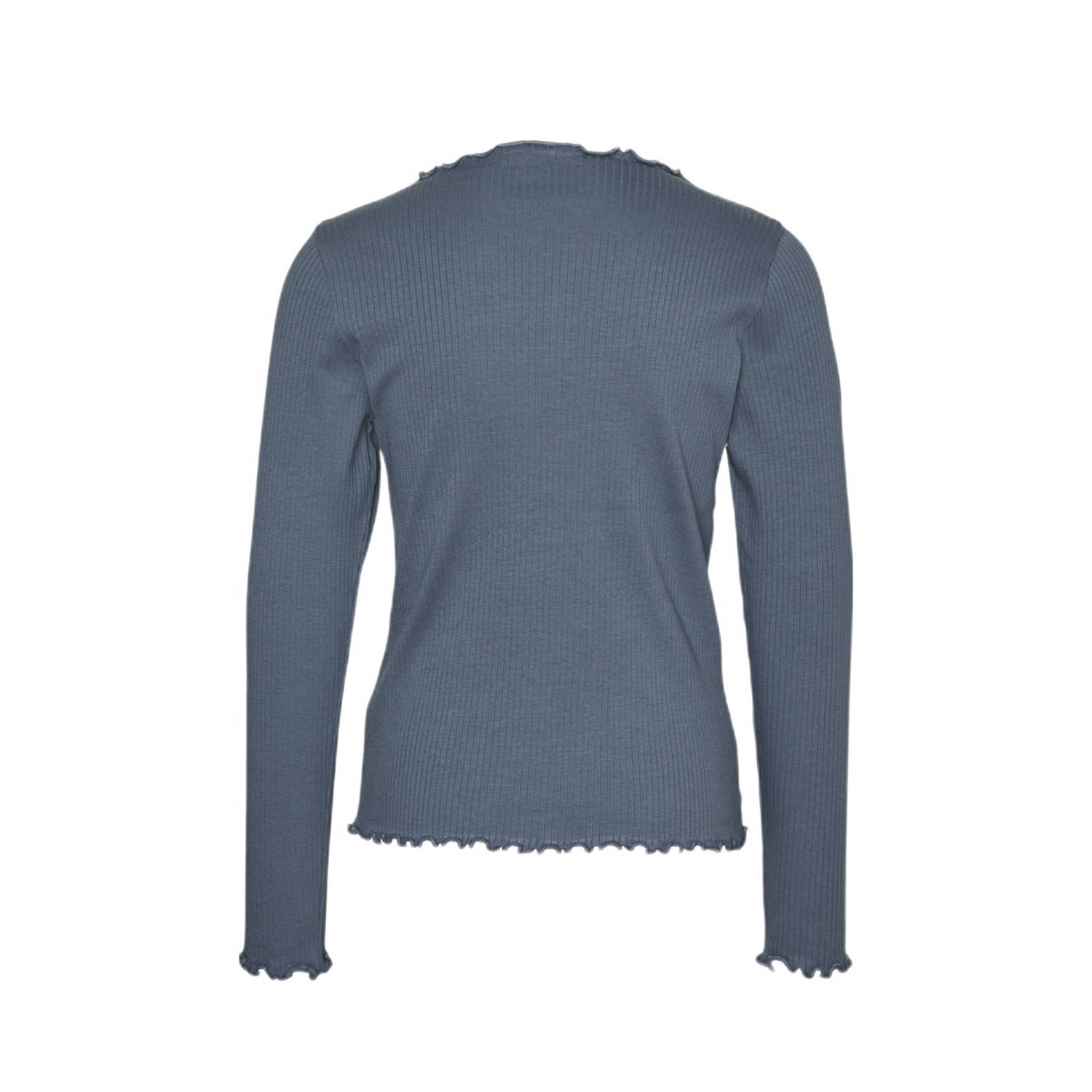VERO MODA GIRL longsleeve VMLAVENDER KELLY met hartjes en borduursels middenblauw