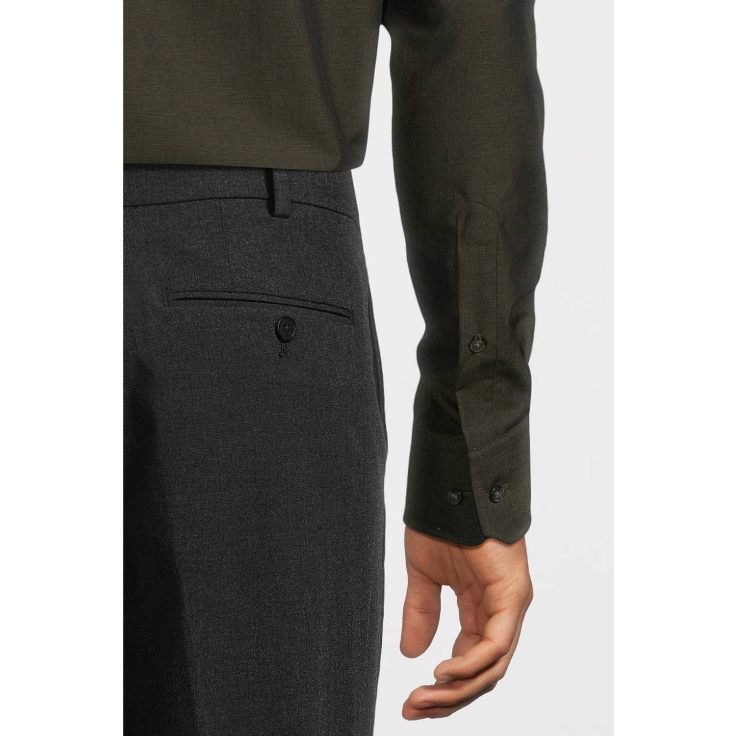Michaelis slim fit strijkvrij overhemd CUTAWAY SF SCC donkergroen