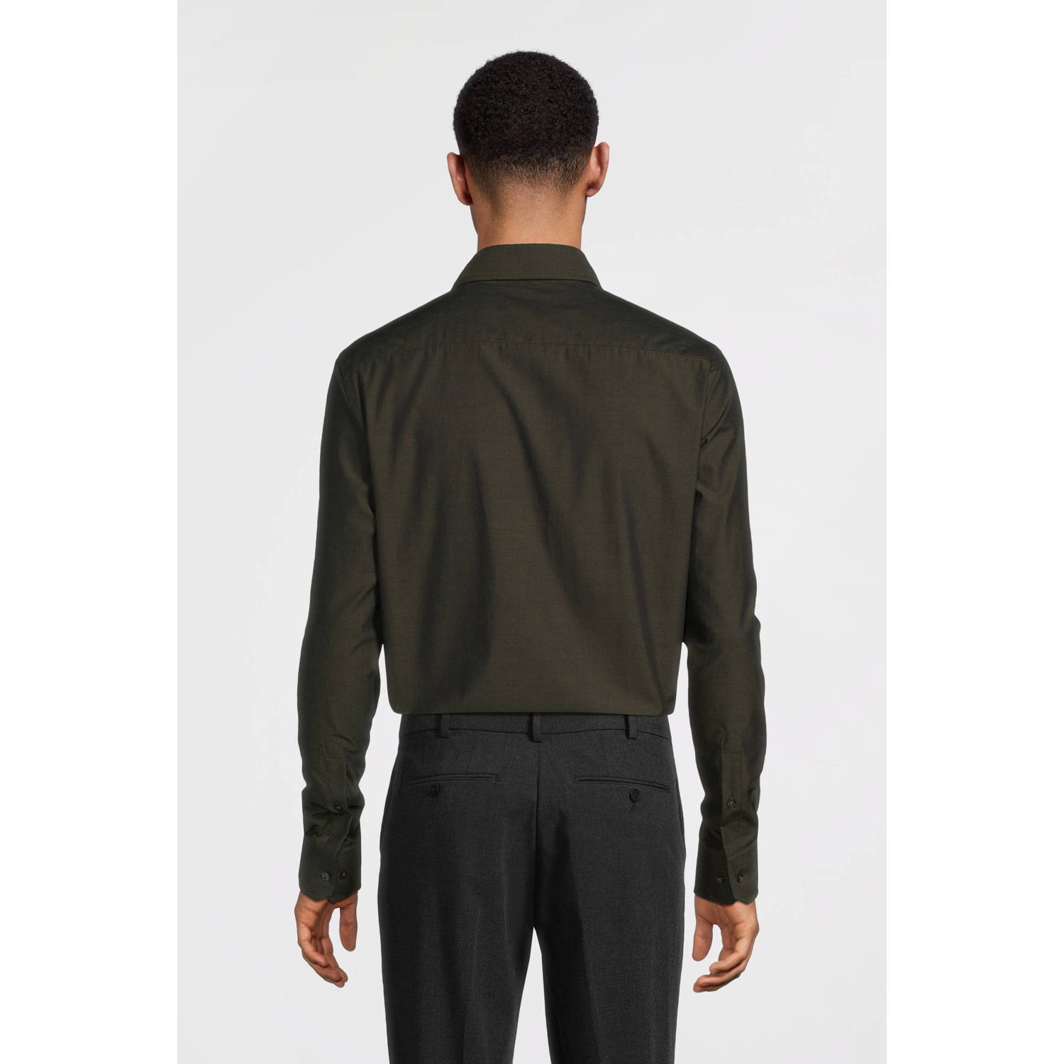 Michaelis slim fit strijkvrij overhemd CUTAWAY SF SCC donkergroen