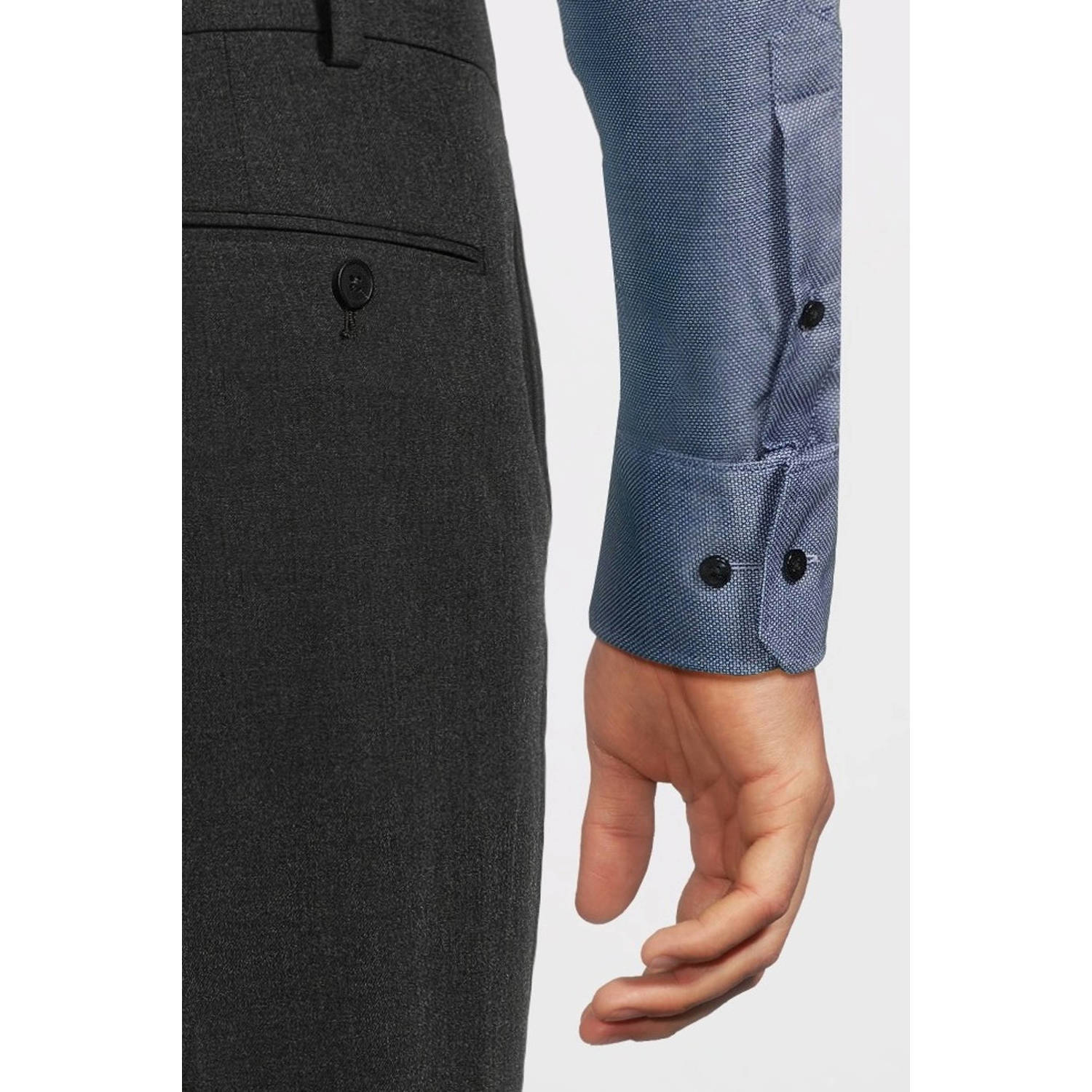 Michaelis slim fit strijkvrij overhemd CUTAWAY SF SCC met all over print navy