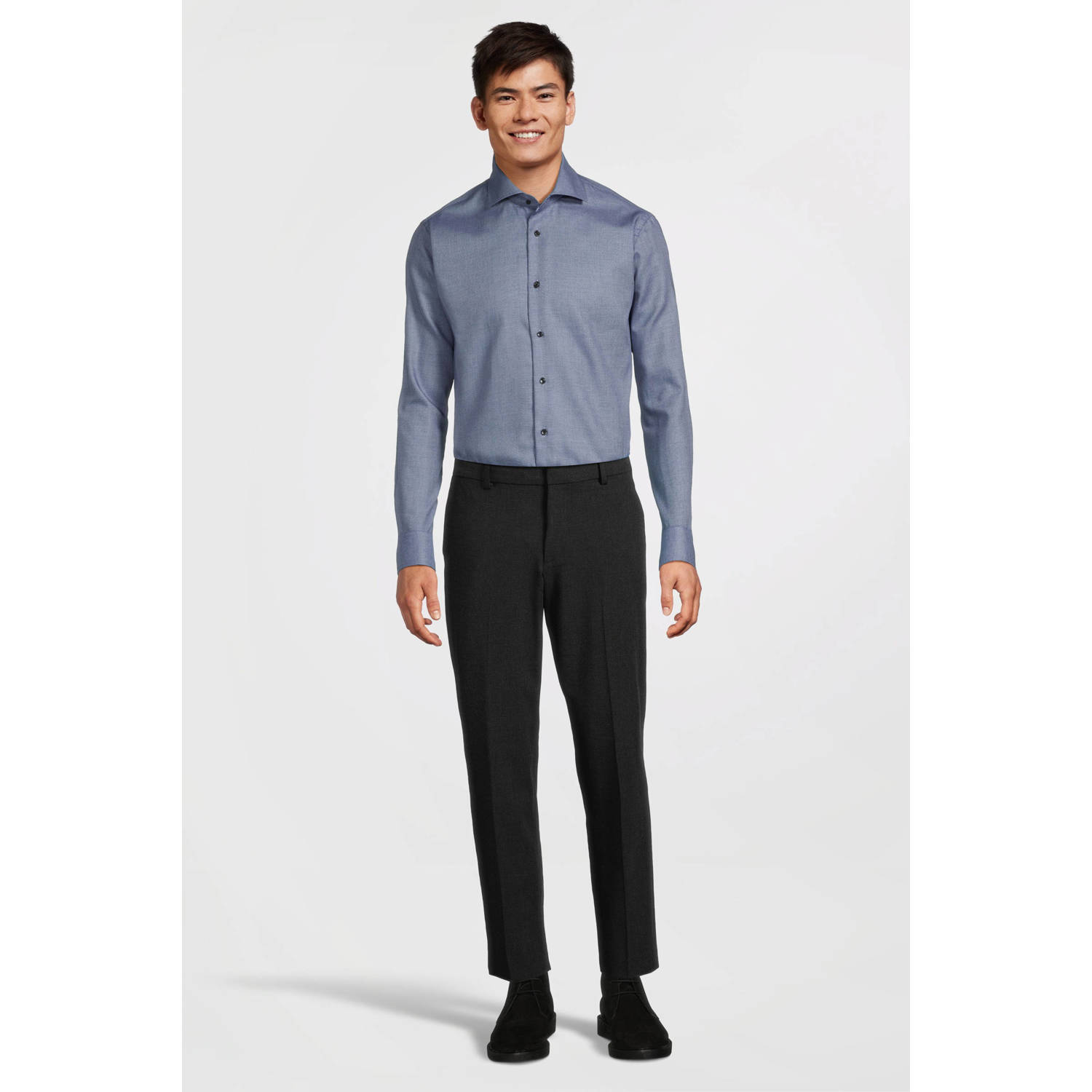 Michaelis slim fit strijkvrij overhemd CUTAWAY SF SCC met all over print navy