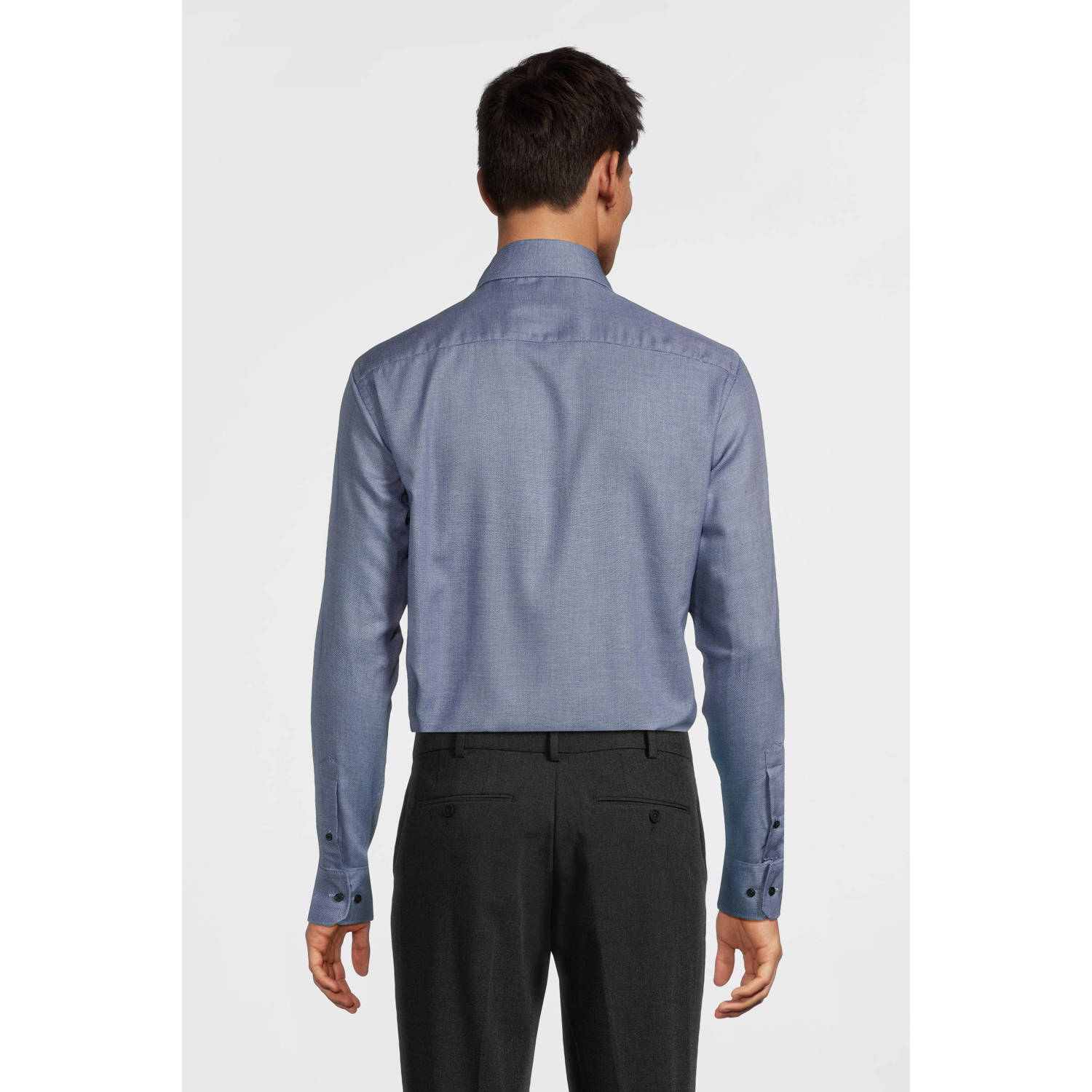 Michaelis slim fit strijkvrij overhemd CUTAWAY SF SCC met all over print navy