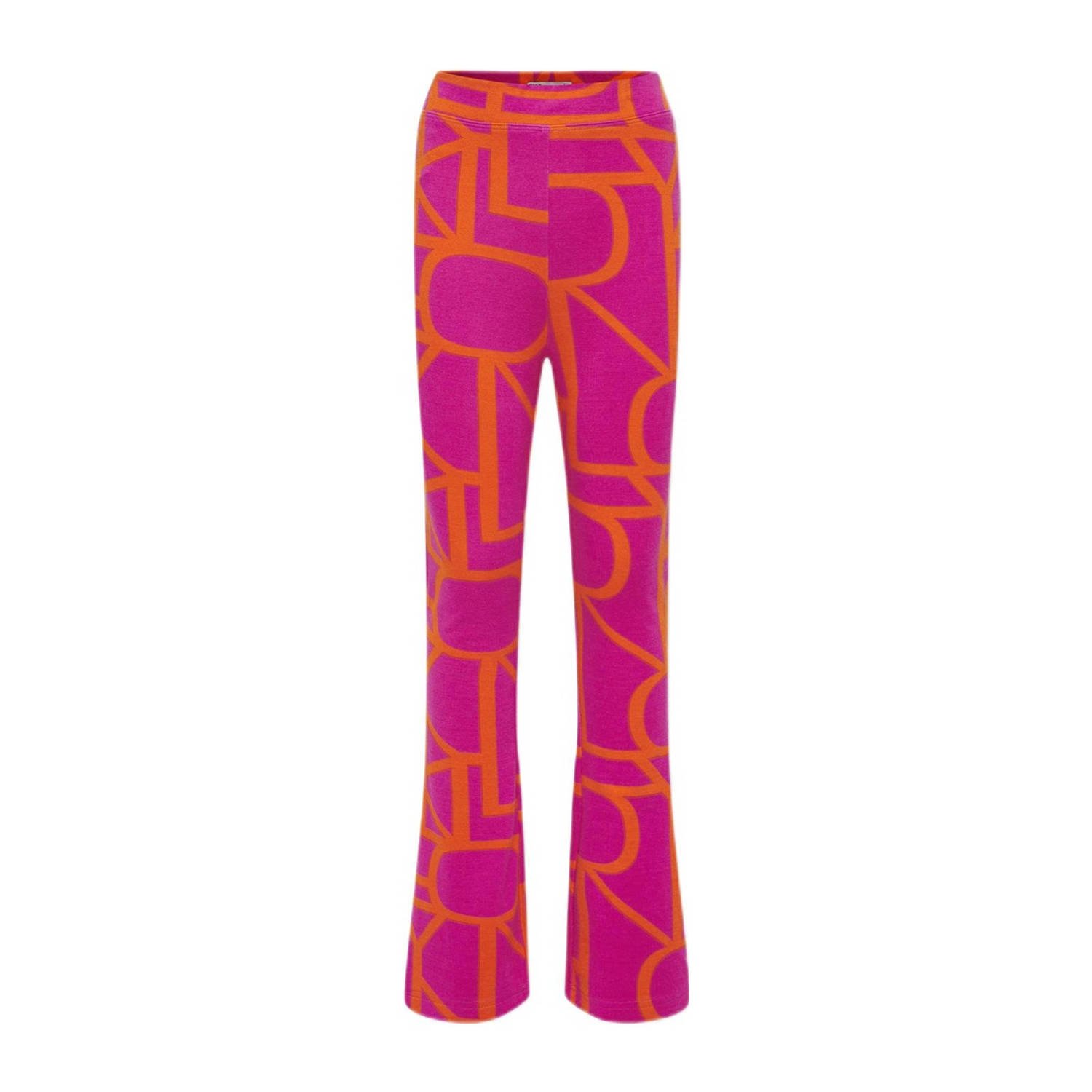 Only KIDS GIRL flared broek KOGPAIGE met all over print fuchsia oranje Roze Meisjes Viscose 140