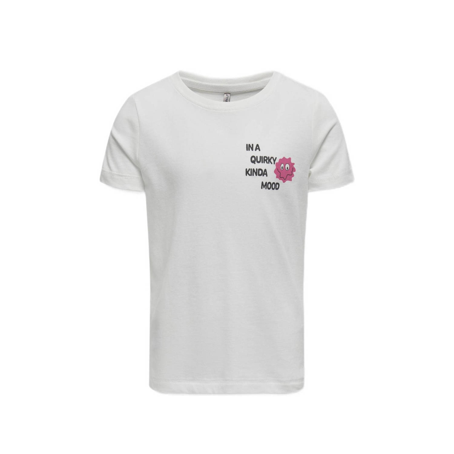 Only KIDS GIRL T-shirt KOGLANA met backprint offwhite Wit Meisjes Katoen Ronde hals 110 116