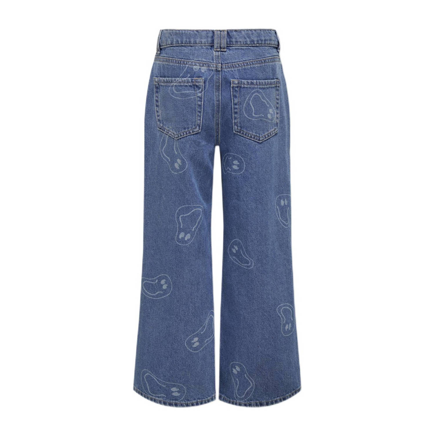 ONLY KIDS GIRL wide leg jeans KOGMEGAN met all over print medium blue denim