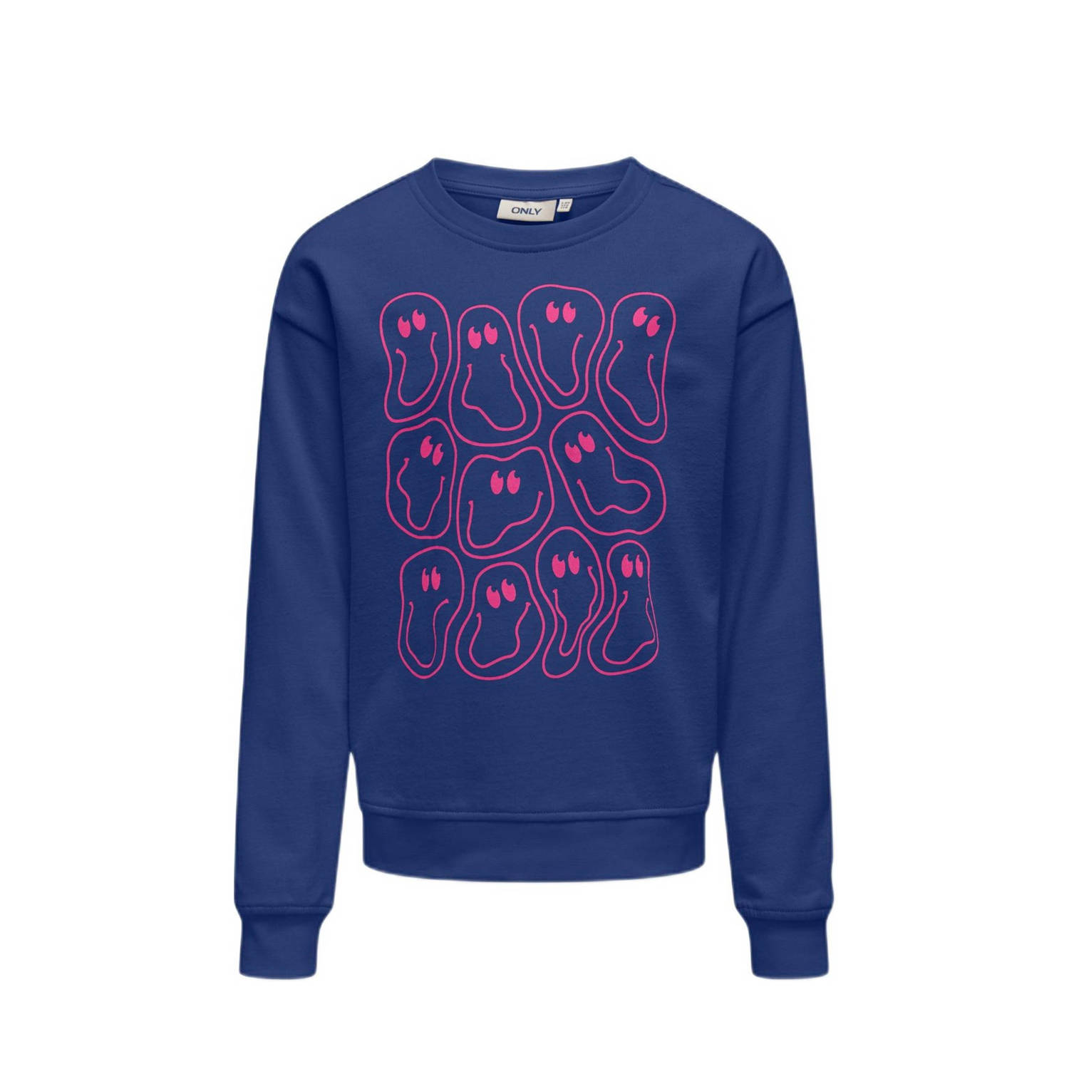 Only KIDS GIRL sweater KOGLISSIE met backprint hardblauw Backprint 122 128