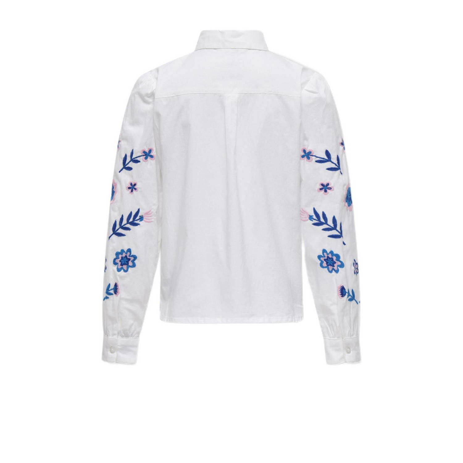 ONLY KIDS GIRL gebloemde blouse KOGZORA LISE wit hardblauw lichtroze