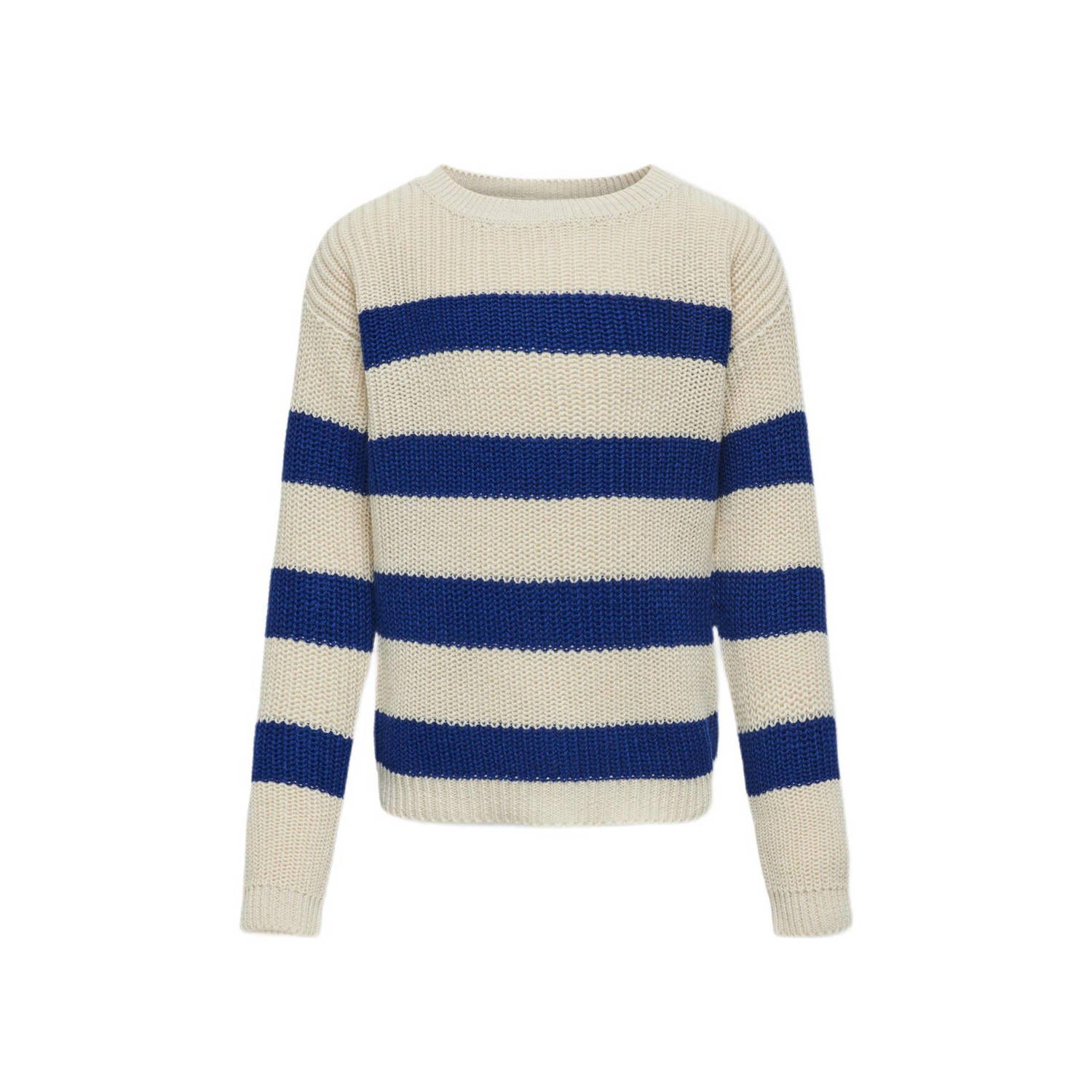 ONLY KIDS GIRL gestreepte trui KOGSIF helderblauw ecru
