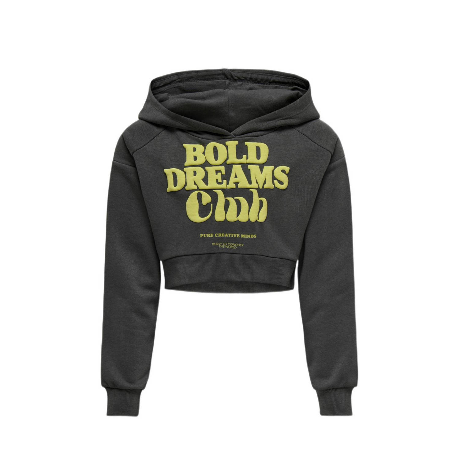 Only KIDS GIRL hoodie KOGDIANA met printopdruk donkergrijs Sweater Printopdruk 134 140