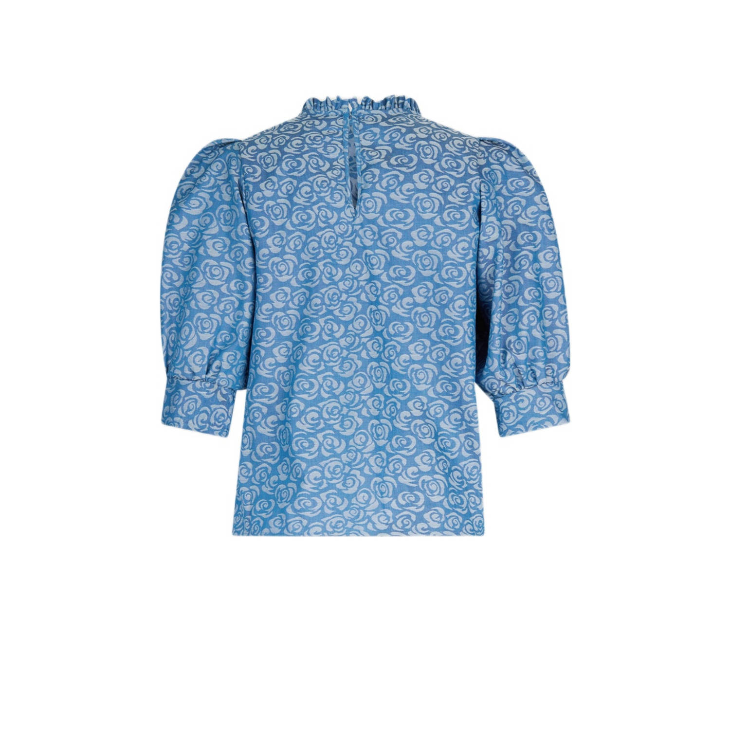 Shoeby blousetop met all over print en open detail blauw