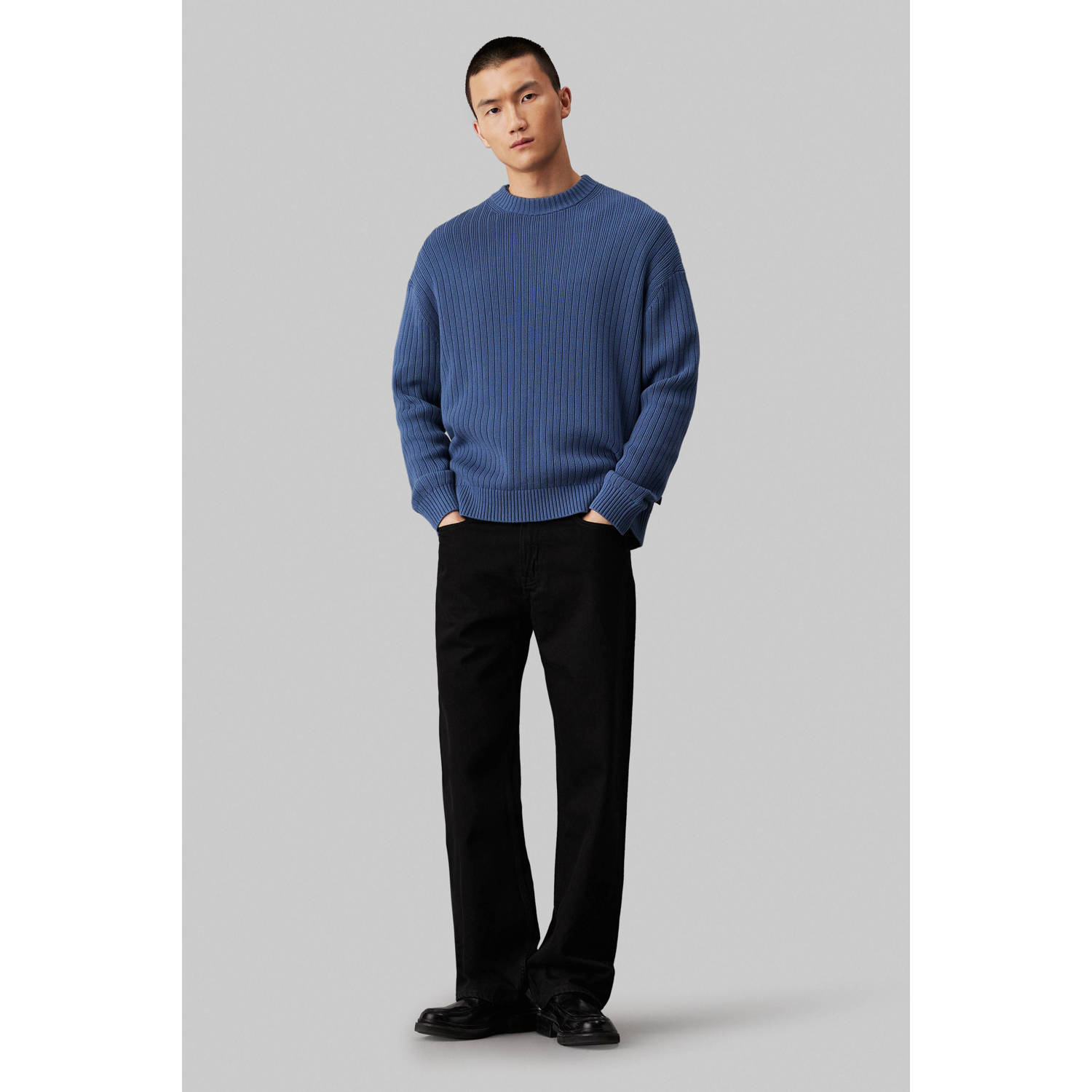 Calvin Klein Lineaire trui voor verfijnd comfort Blue Heren