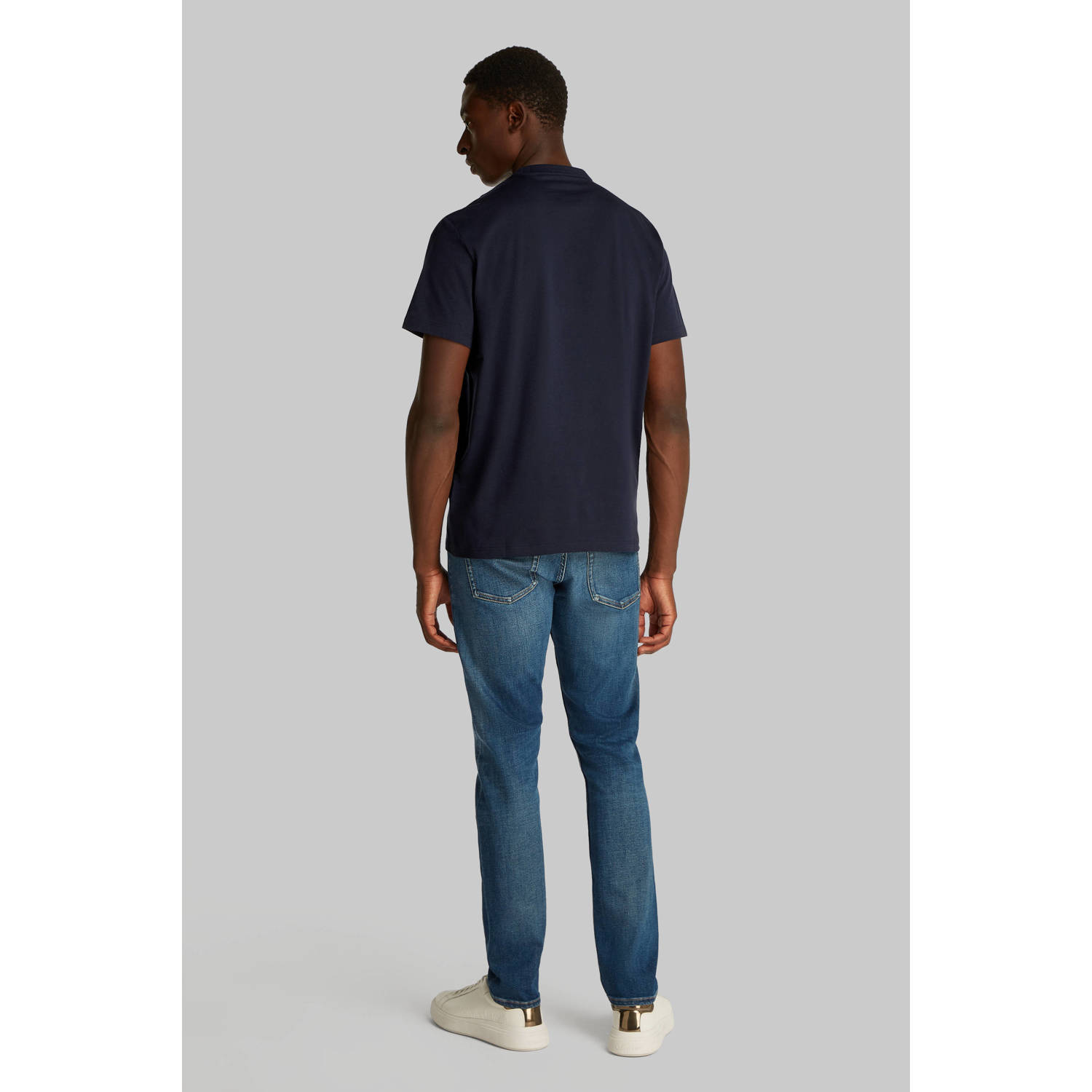 CALVIN KLEIN JEANS regular fit T-shirt met logo donkerblauw