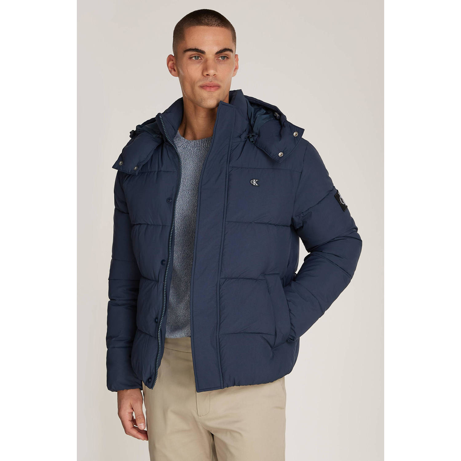 CALVIN KLEIN JEANS gewatteerde winterjas met logo Ink