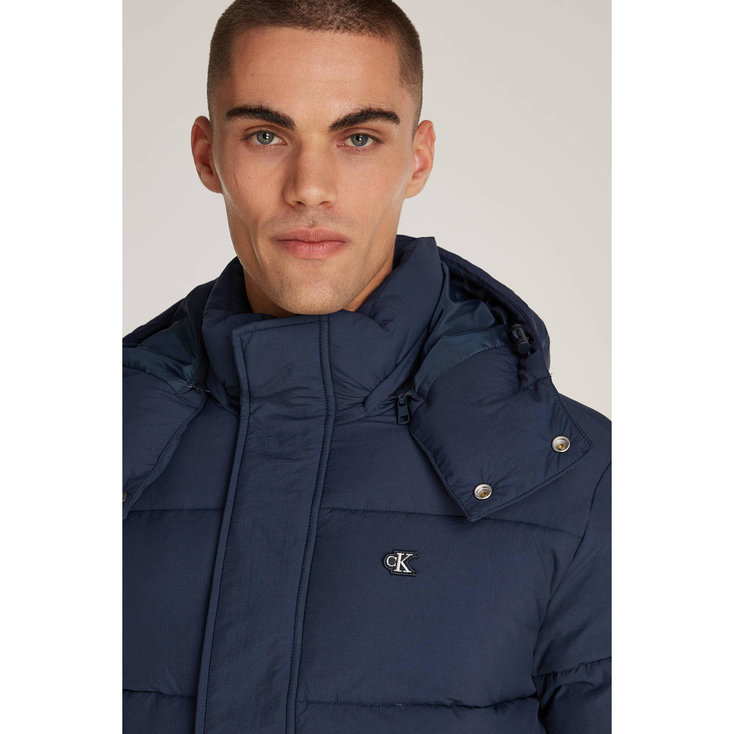 CALVIN KLEIN JEANS gewatteerde winterjas met logo Ink