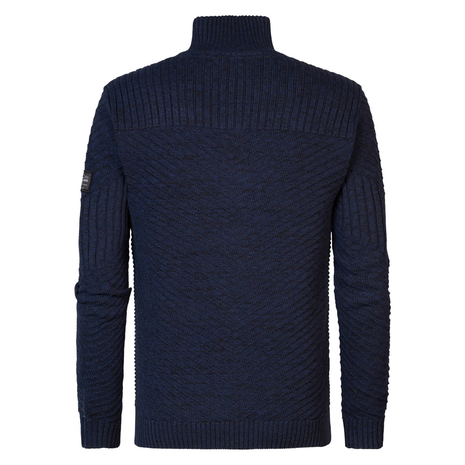 Petrol Industries fijngebreid vest met ingebreid patroon donkerblauw