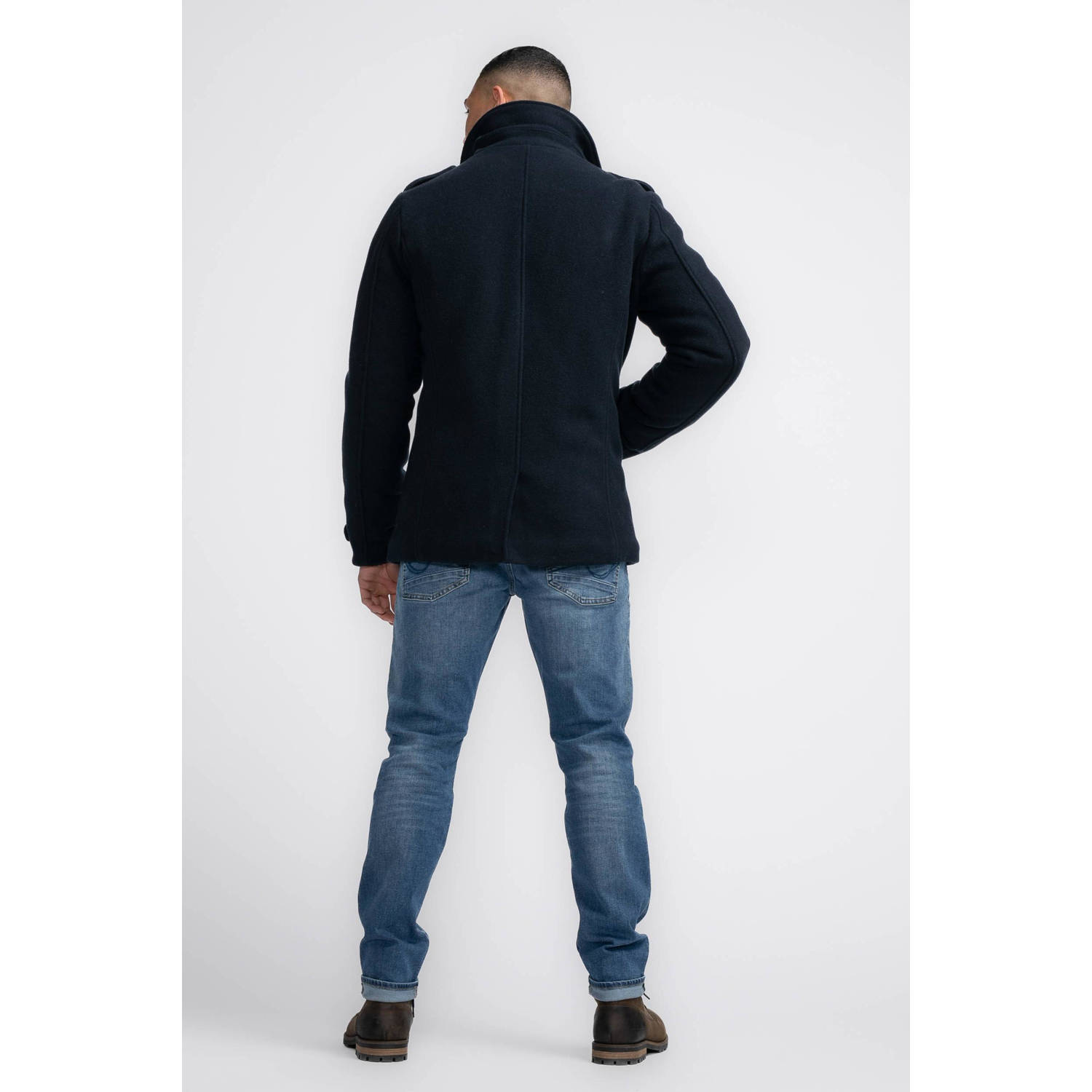 Petrol Industries jas met wol donkerblauw