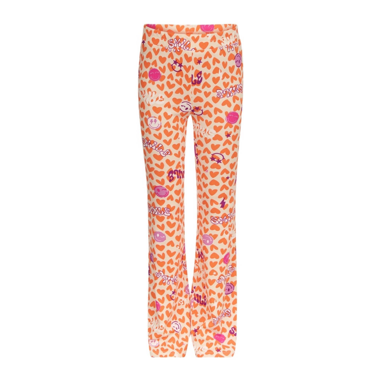 Shoeby high waist flared broek met all over print oranje Meisjes Polyester 146 152