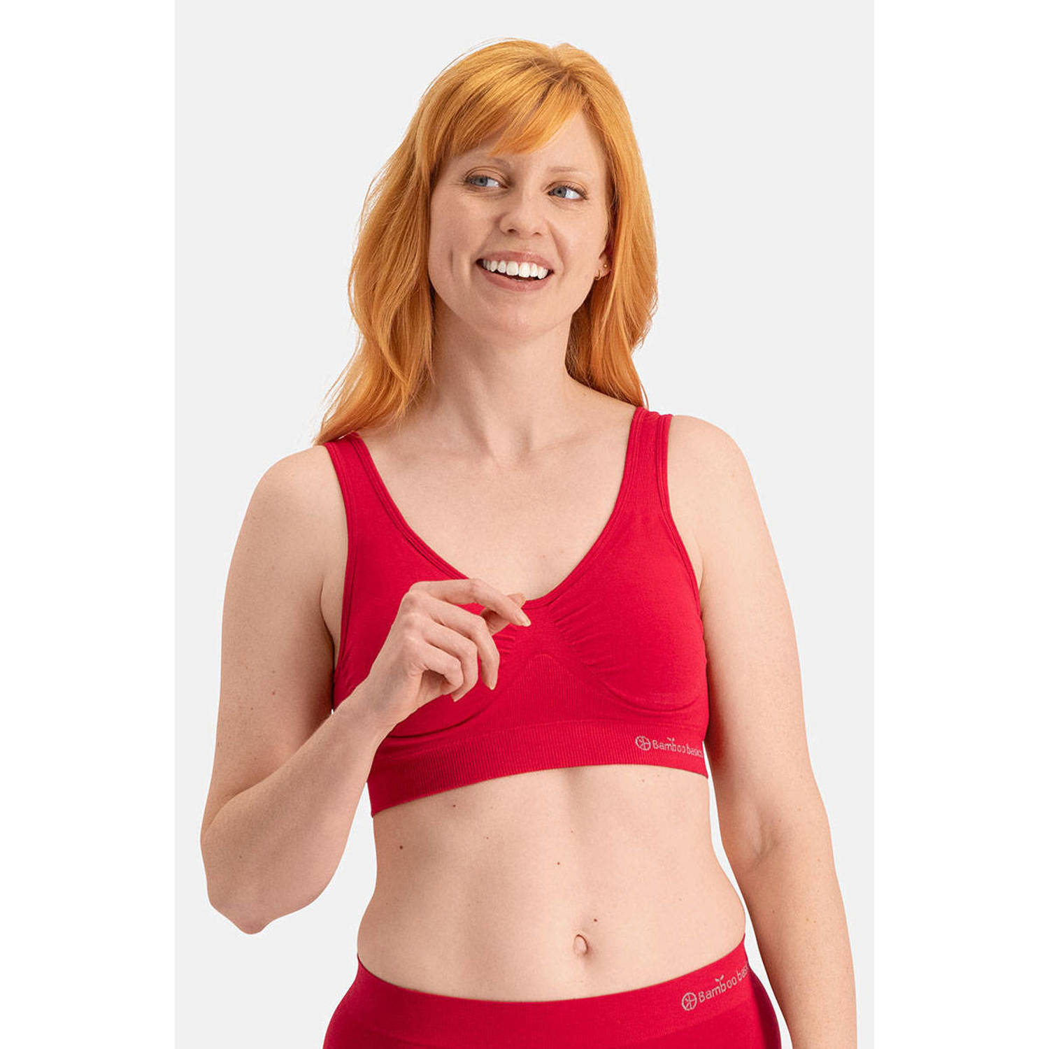 Bamboo Basics voorgevormde bh top Fleur met bamboe rood