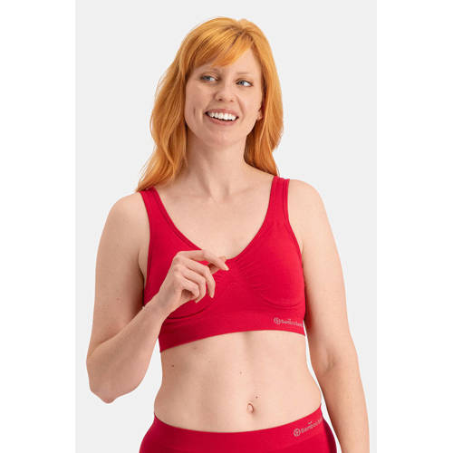 Bamboo Basics voorgevormde bh top Fleur met bamboe rood afbeelding