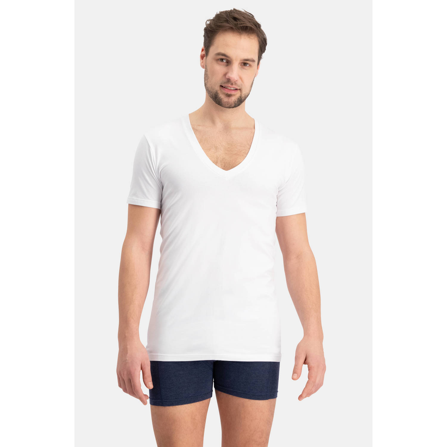 Bamboo Basics slimfit ondershirt Vigo met bamboe (set van 2) wit