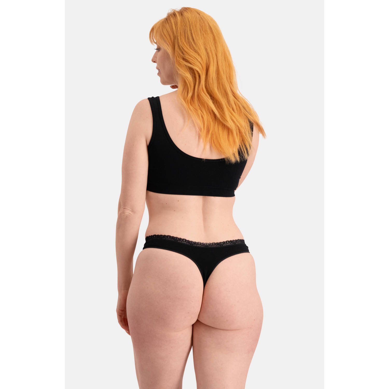 Bamboo Basics naadloze string Amber met bamboe (set van 3) zwart