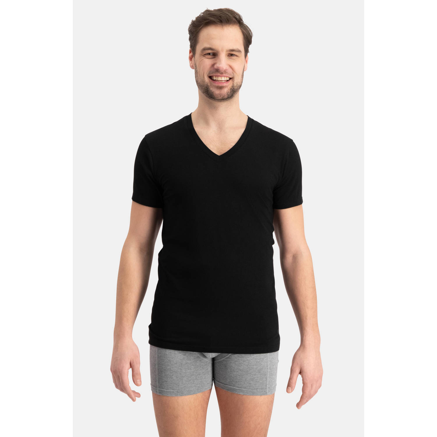 Bamboo Basics slimfit ondershirt Vinn met bamboe (set van 2) zwart