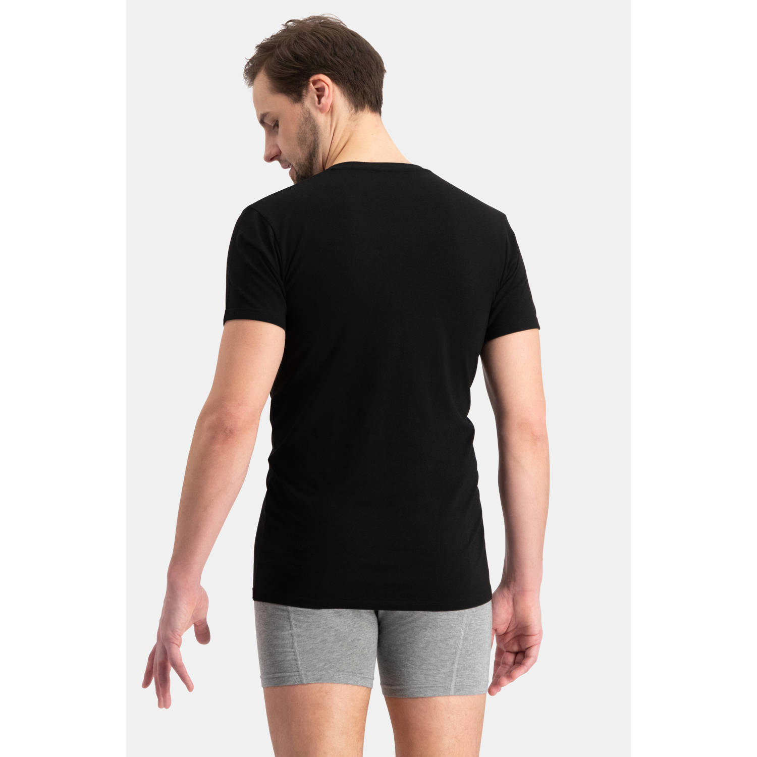 Bamboo Basics slimfit ondershirt Vinn met bamboe (set van 2) zwart