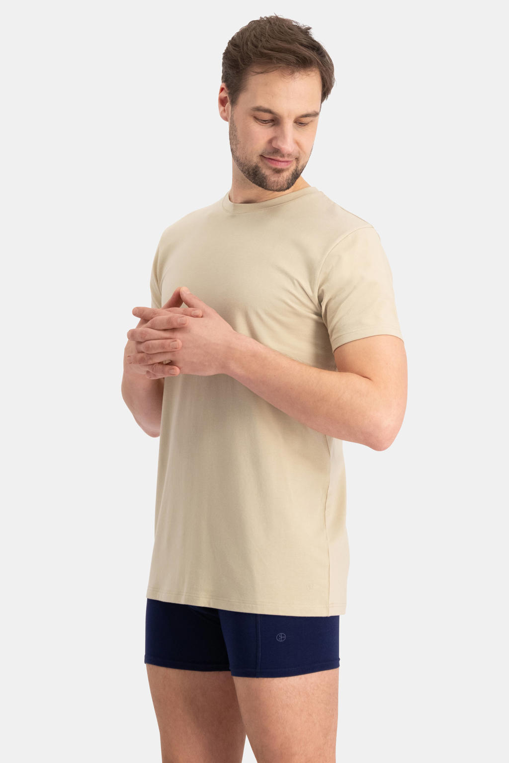 Bamboo Basics ondershirt Ruben met bamboe (set van 2) beige