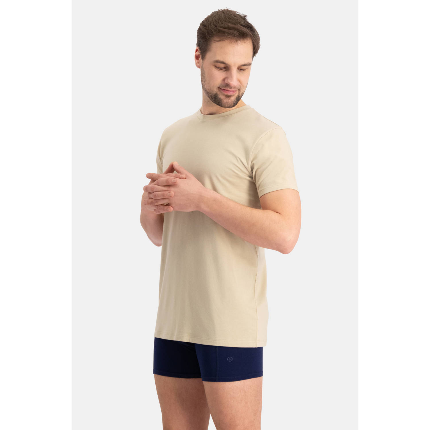 Bamboo Basics ondershirt Ruben met bamboe (set van 2) beige