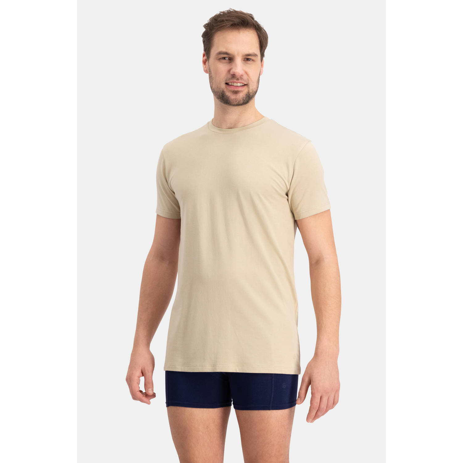 Bamboo Basics ondershirt Ruben met bamboe (set van 2) beige