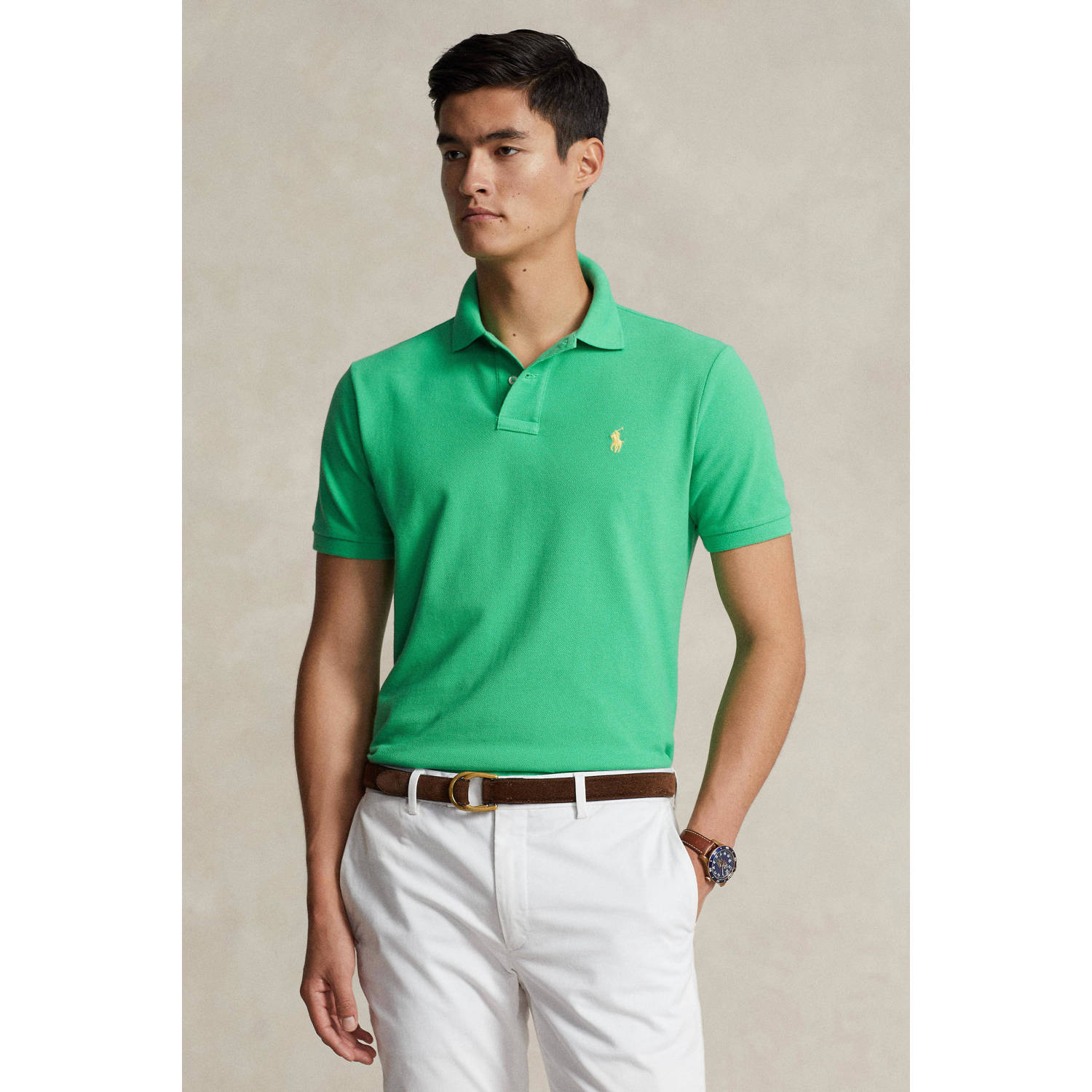 Polo Ralph Lauren Iconische Piqué Custom Slim Fit Polo Green Heren