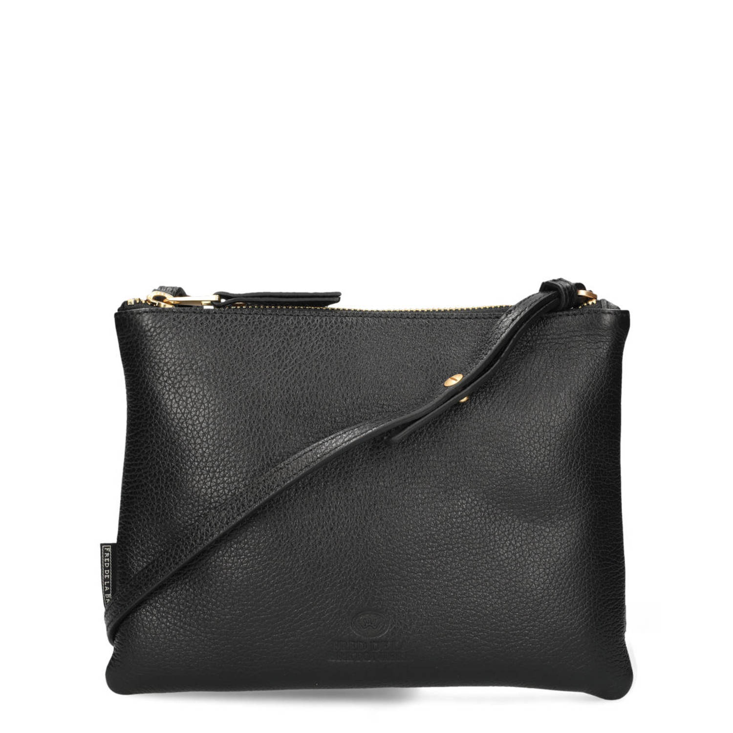Fred de la Bretoniere Zwarte Leren Crossbody Tas Black Dames