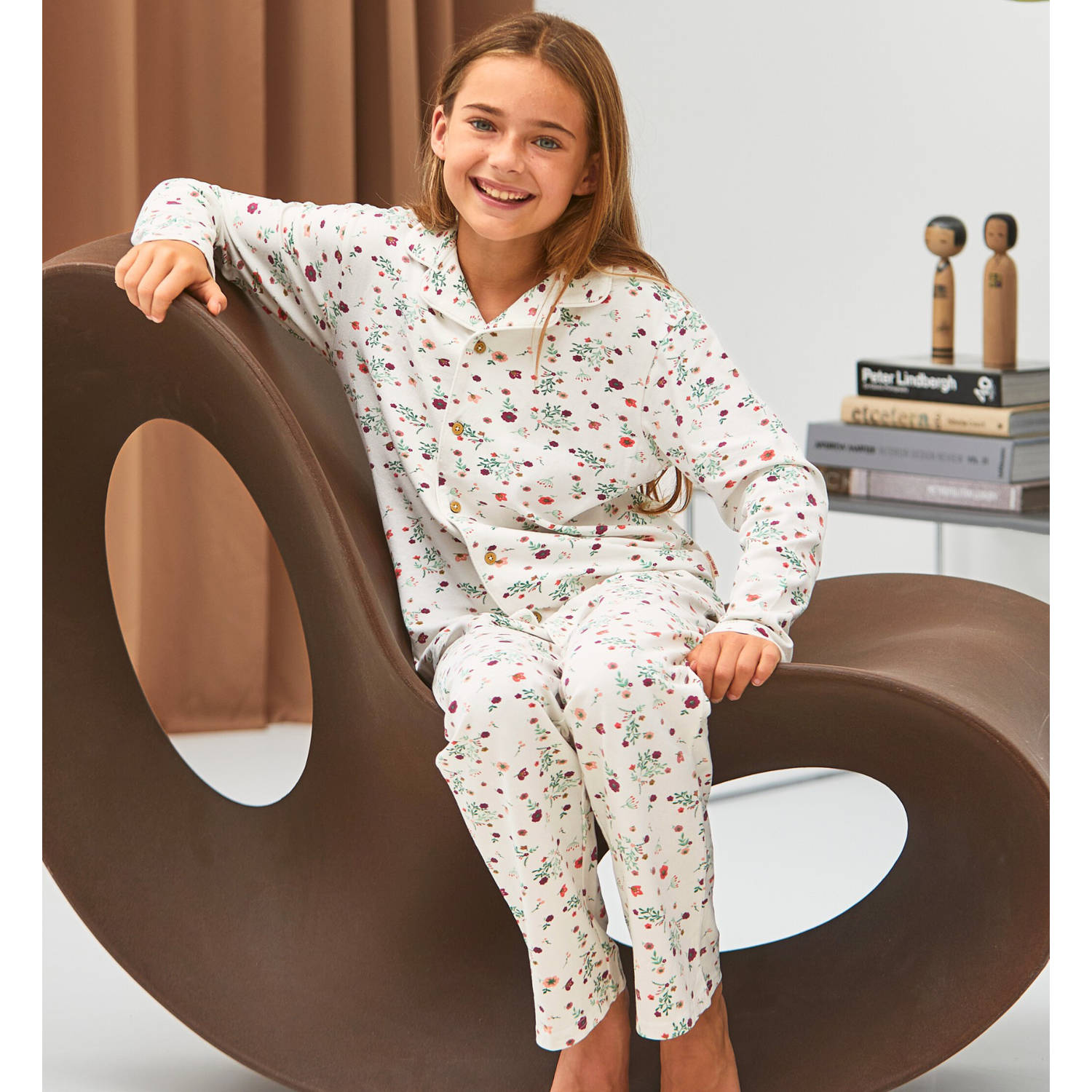 Little Label pyjama wit met bloemenprint