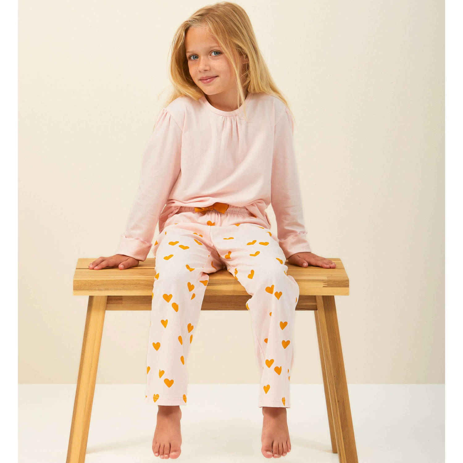 Little Label roze pyjama met hartjes print op de broek