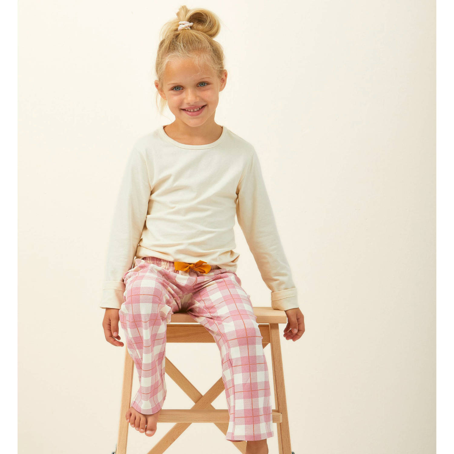 Little Label pyjama met roze geruite broek