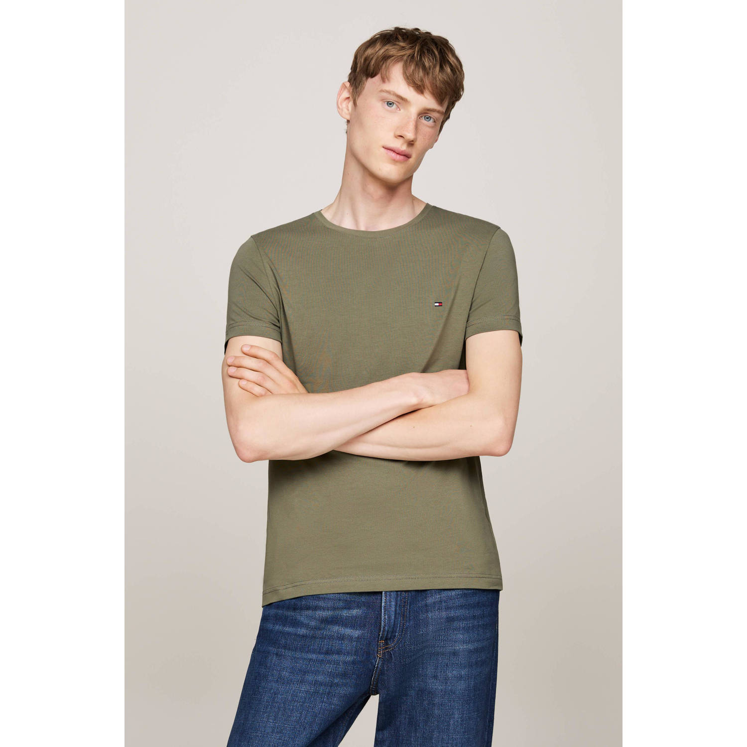 Tommy Hilfiger slim fit T-shirt met logo groen