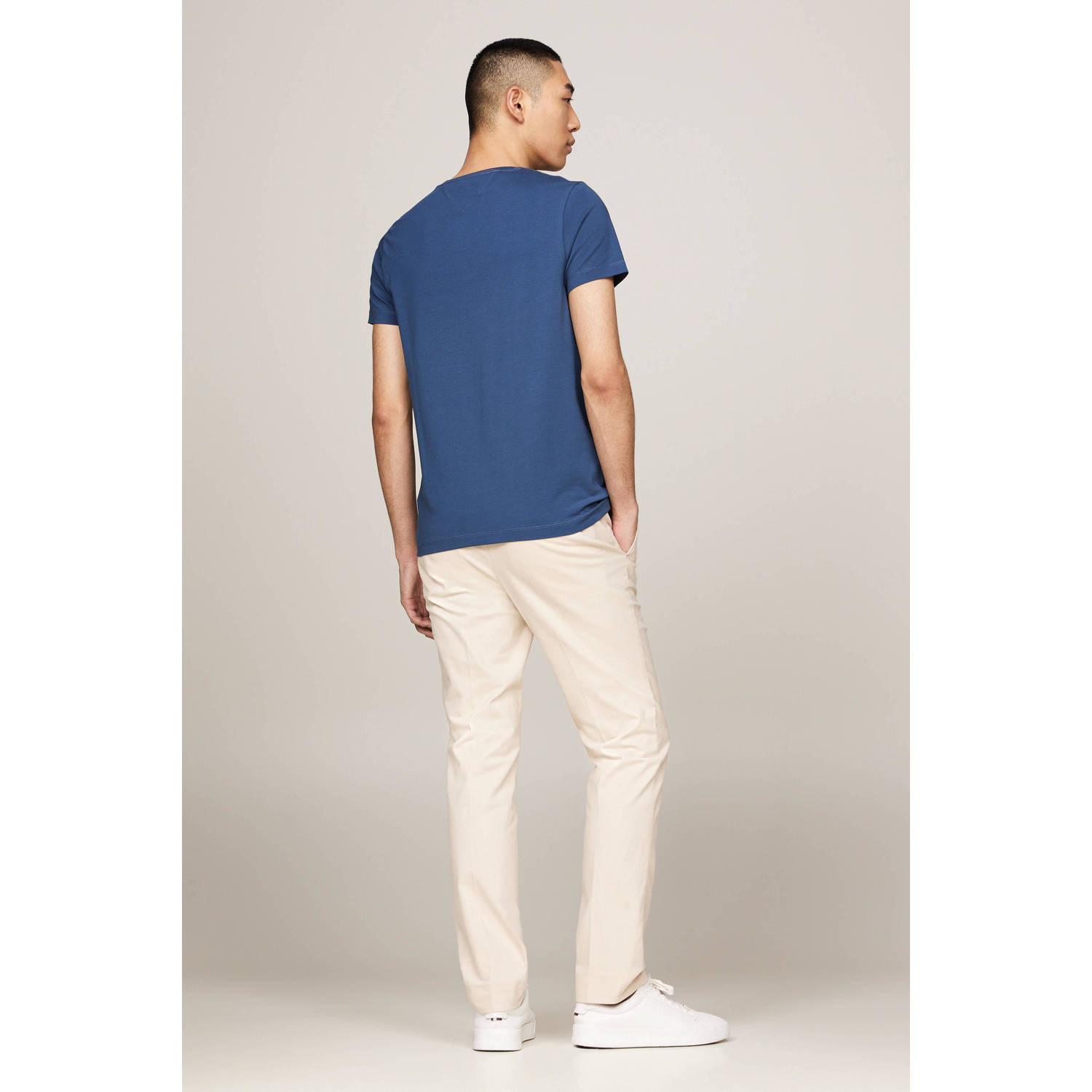 Tommy Hilfiger slim fit T-shirt met logo blauw