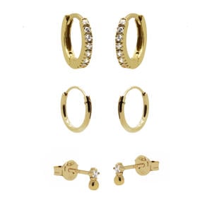 gold plated oorbellen Joy (set van 3)