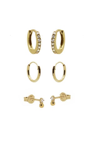gold plated oorbellen Joy (set van 3)