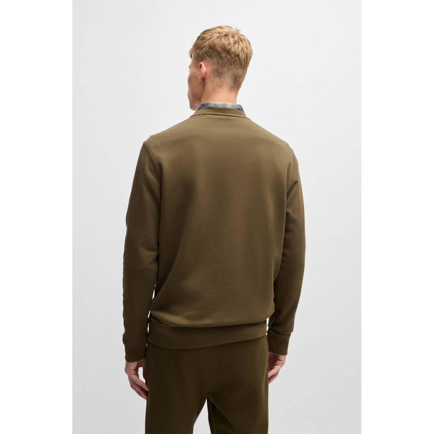 BOSS sweater Westart met logo open green