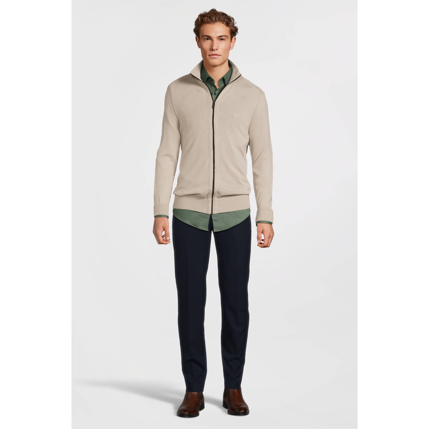 BOSS fijngebreid vest met wol