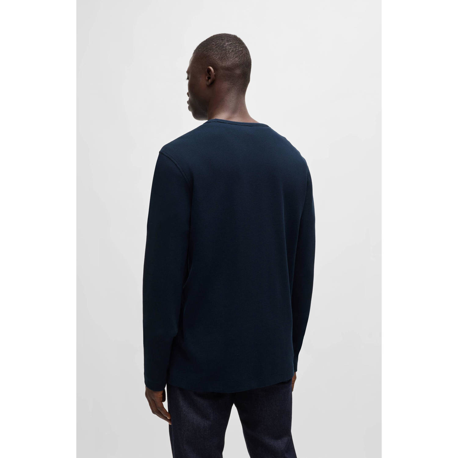 BOSS regular fit longsleeve Tempesto met logo en textuur