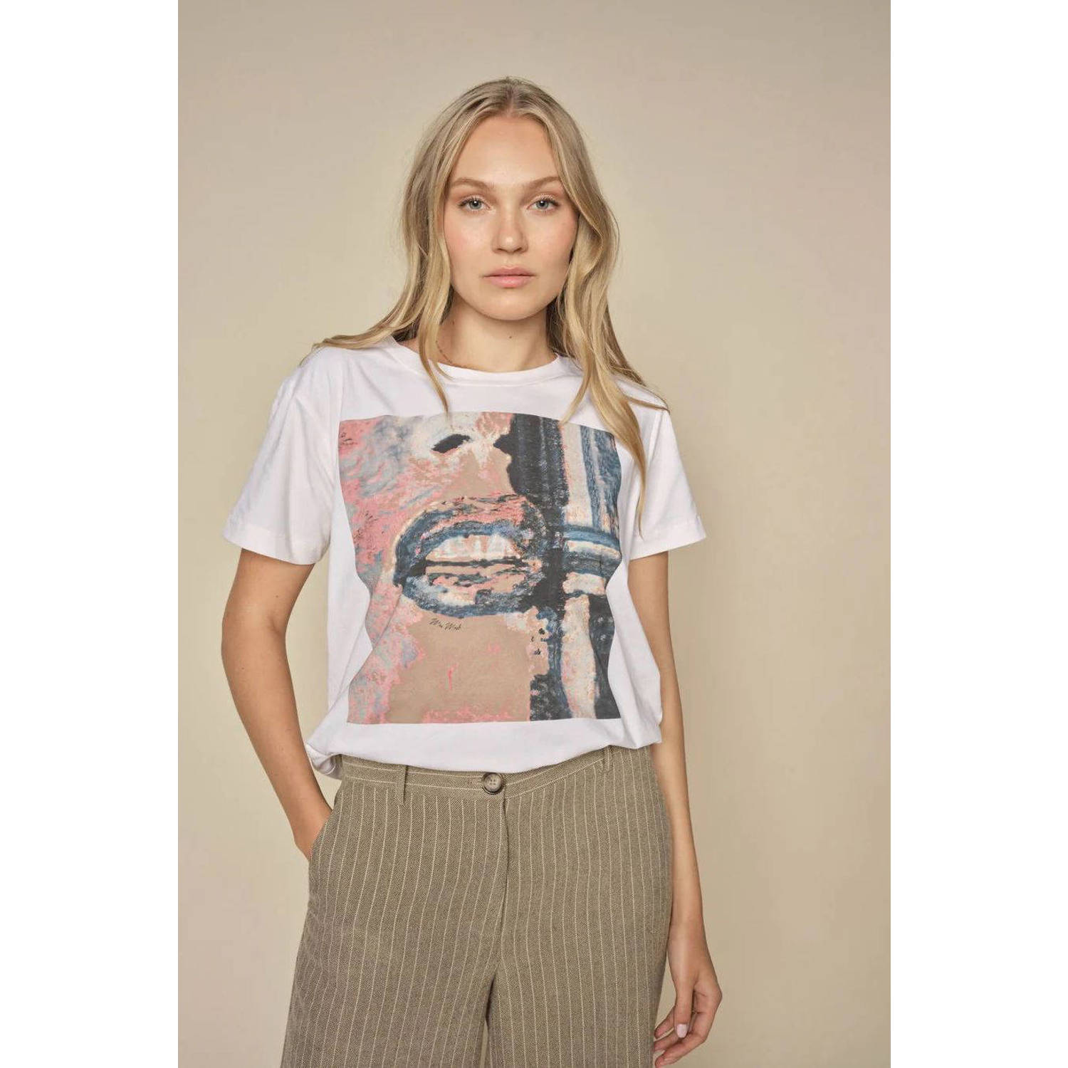 Mos Mosh T-shirt met printopdruk crème multi