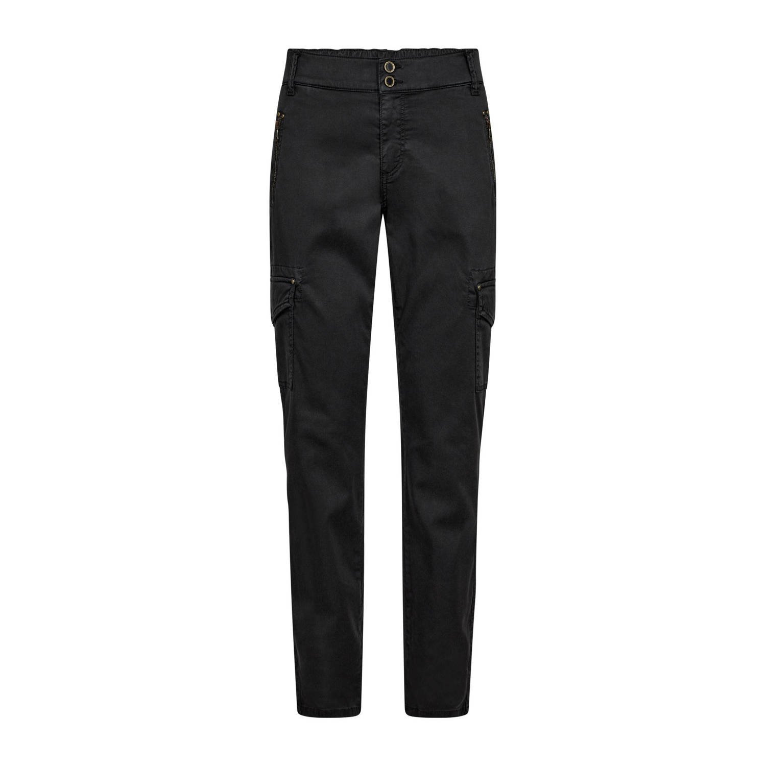 MOS MOSH Cargo Broek met Ritsdetails Black Dames