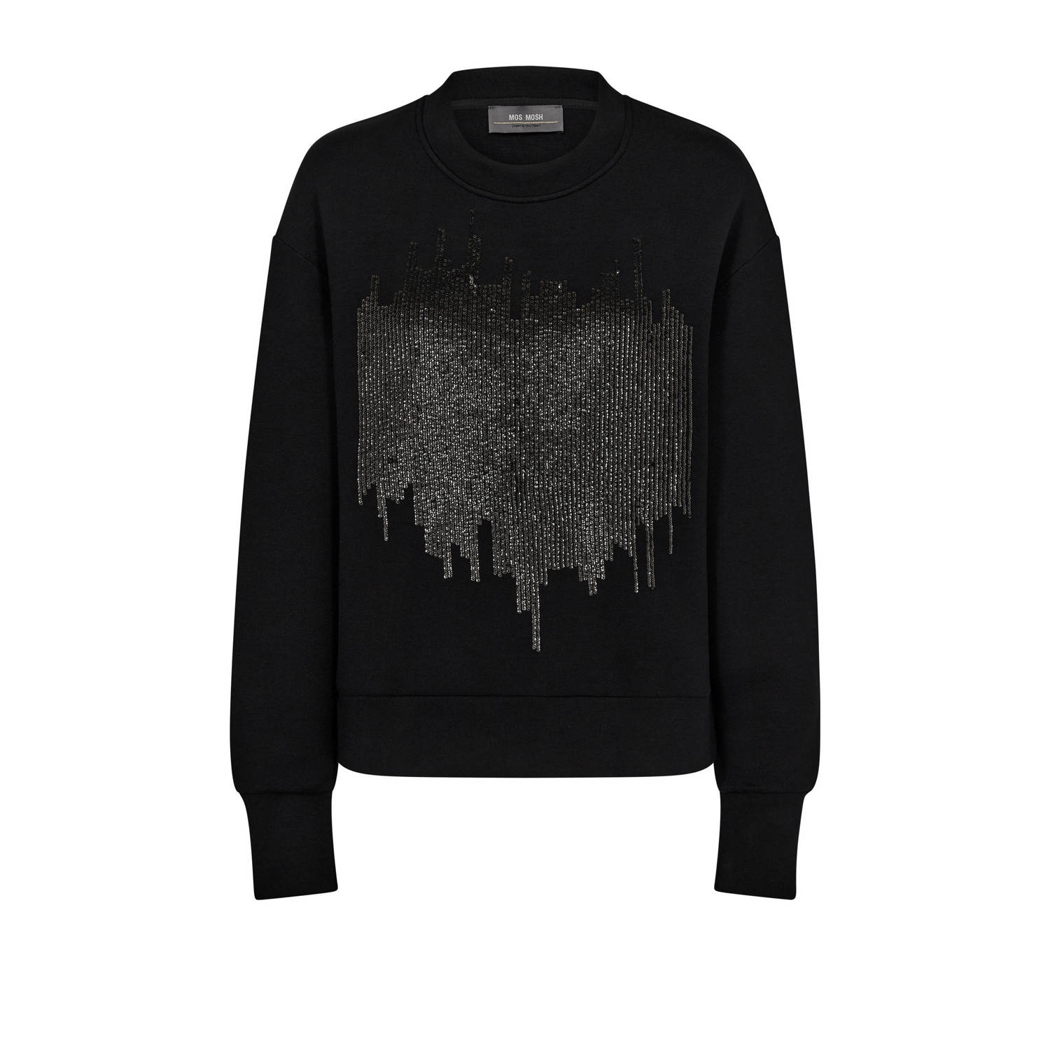 MOS MOSH Zwarte Glam Sweatshirt met Pailletdetails Black Dames